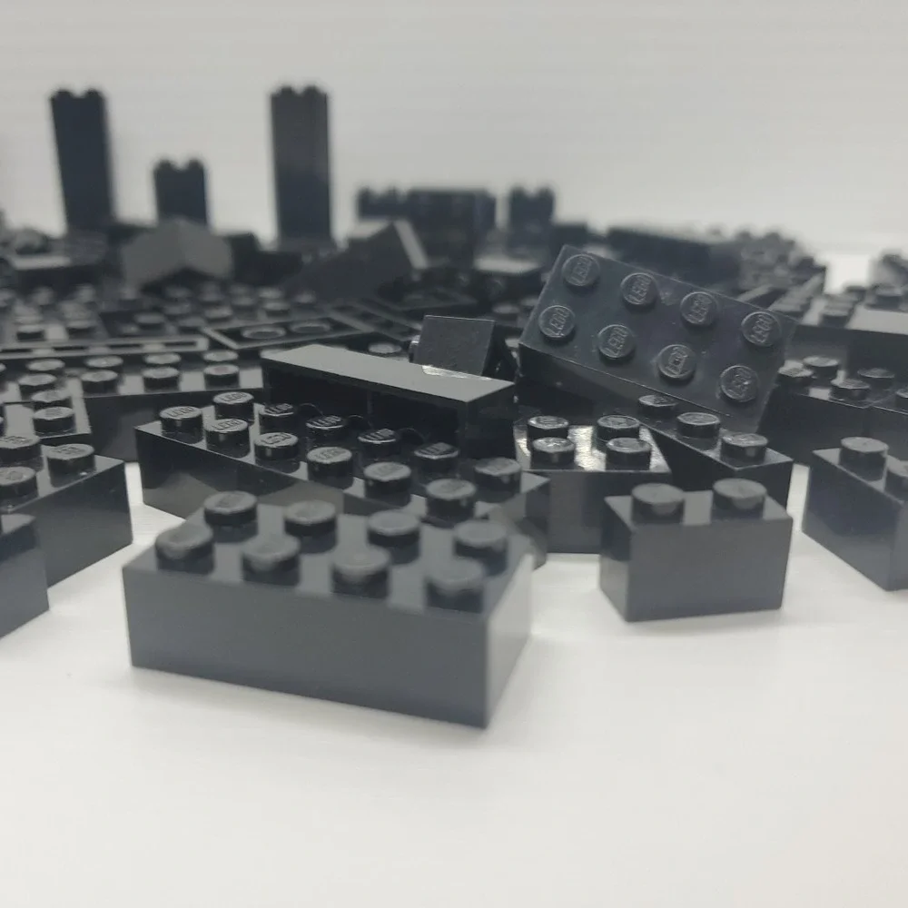 Lego Parts Bricks - Lot Of 140 Black Bricks Assorted‎ Sizes
